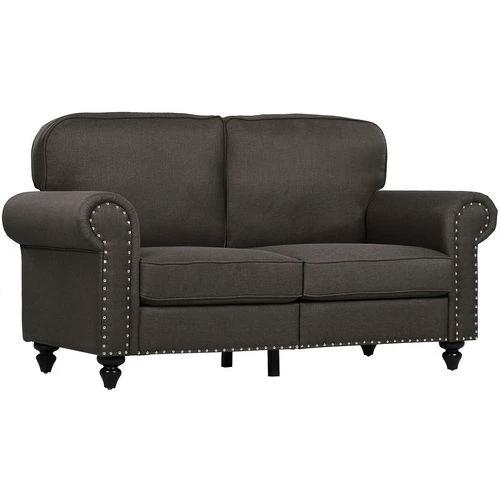 HOMCOM HOMCOM 2 Seater Sofa for Living Room, with Nailhead Trim, Dark Brown - Sofa