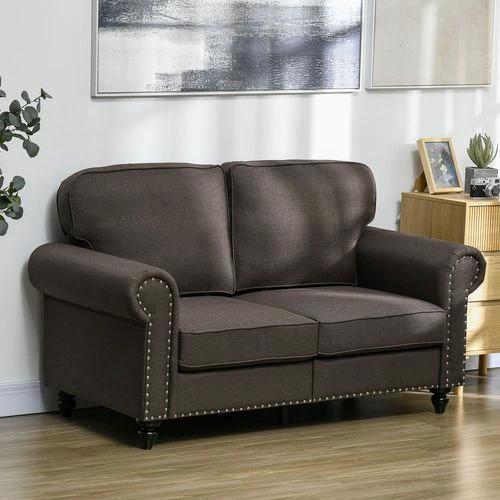 HOMCOM HOMCOM 2 Seater Sofa for Living Room, with Nailhead Trim, Dark Brown - Sofa