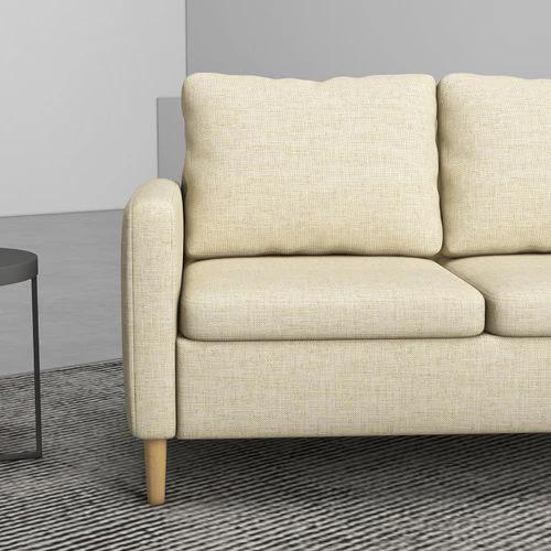 HOMCOM 2 Seater Sofa Modern Fabric Couch with Wood Legs and 2 Pockets Beige by HOMCOM