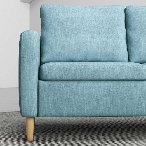 HOMCOM 2 Seater Sofa Modern Fabric Couch with Wood Legs and 2 Pockets Blue - Sofa