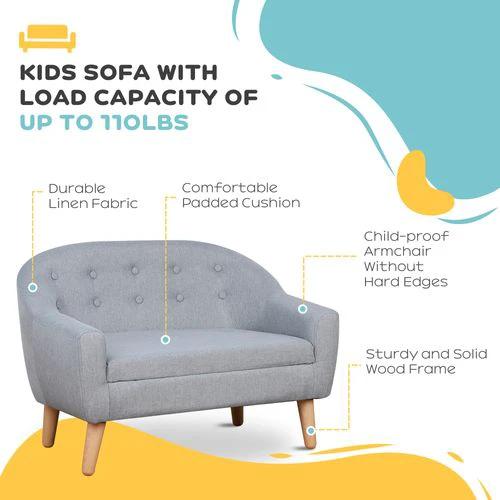 Kids Mini Sofa Children Armchair Seating Chair Bedroom Playroom Furniture Grey by HOMCOM