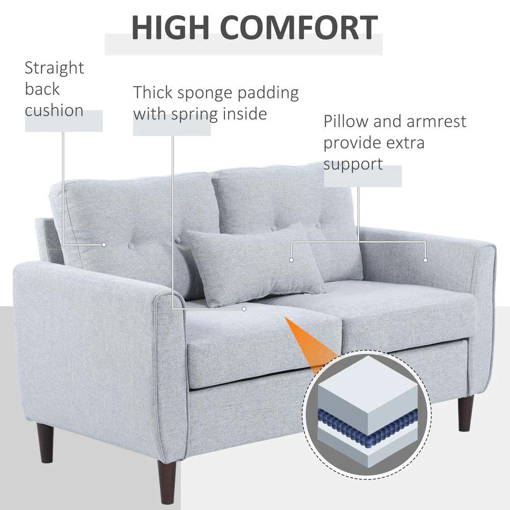 Modern Chic Loveseat with Armrest Spring Padding for Home Office by HOMCOM