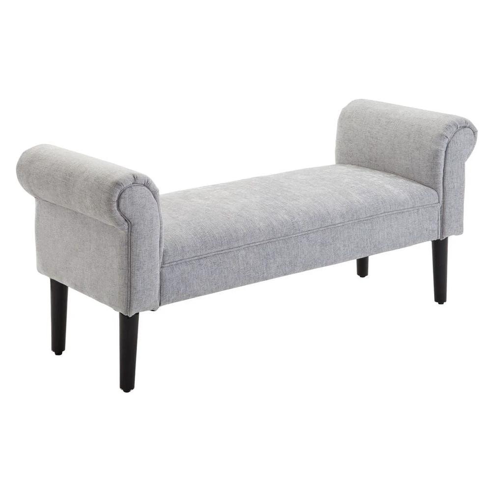 HOMCOM Modern Rolled Arm Bench Bed End Ottoman Sofa Seat Footrest Bedroom Entryway - Uncategorized Sofa