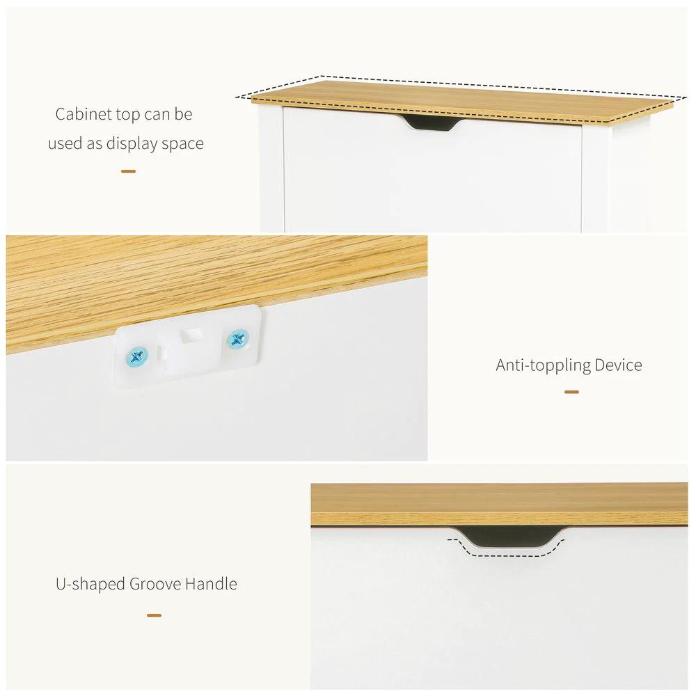 12-Shoe Storage Cabinet Homcom4 Shelves 2 Drawers Tabletop 4 Legs White by HOMCOM