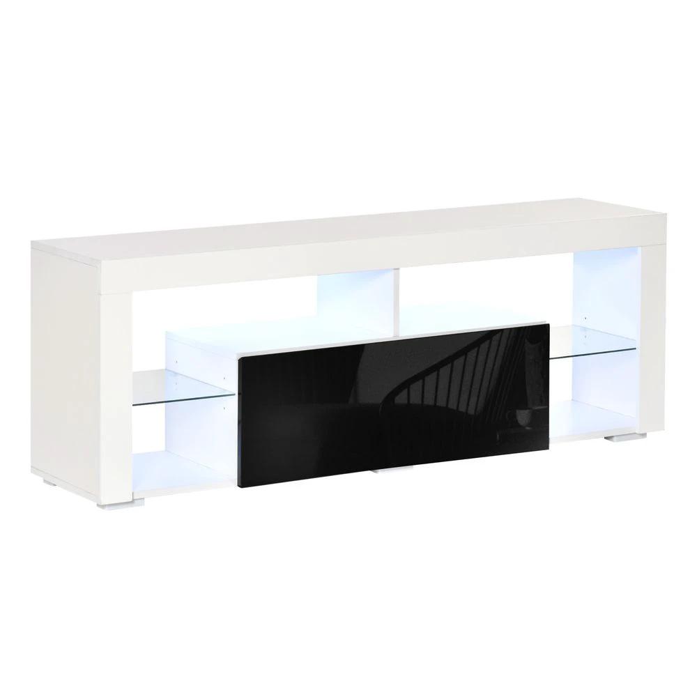 HOMCOM 140cm TV Stand Cabinet High Gloss TV Stand Unit Homcom LED RGB Light Storage - Uncategorized TV Unit
