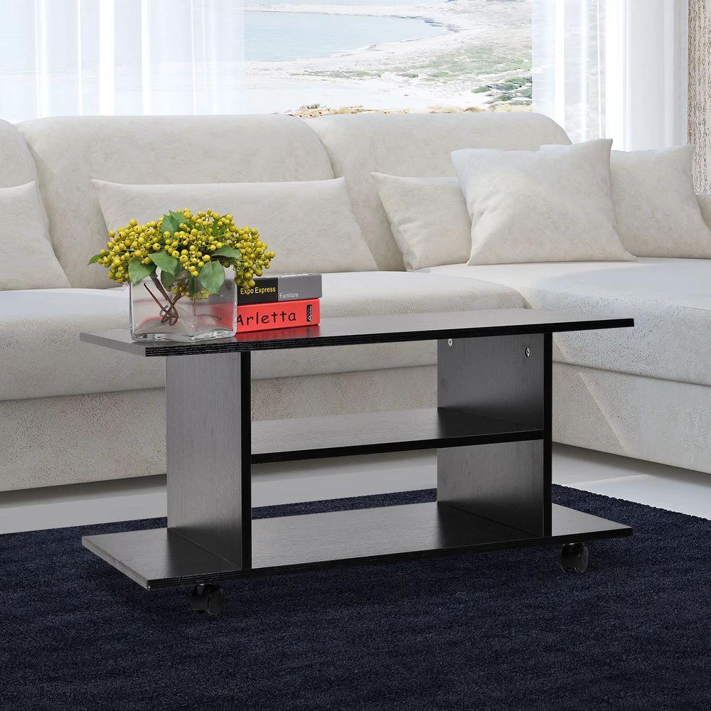Mobile TV Stand Bookshelves in Black by HOMCOM