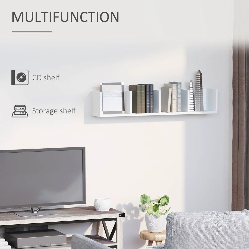 HOMCOM Multi-Media Wooden Shelf-White Home - Uncategorized TV Unit