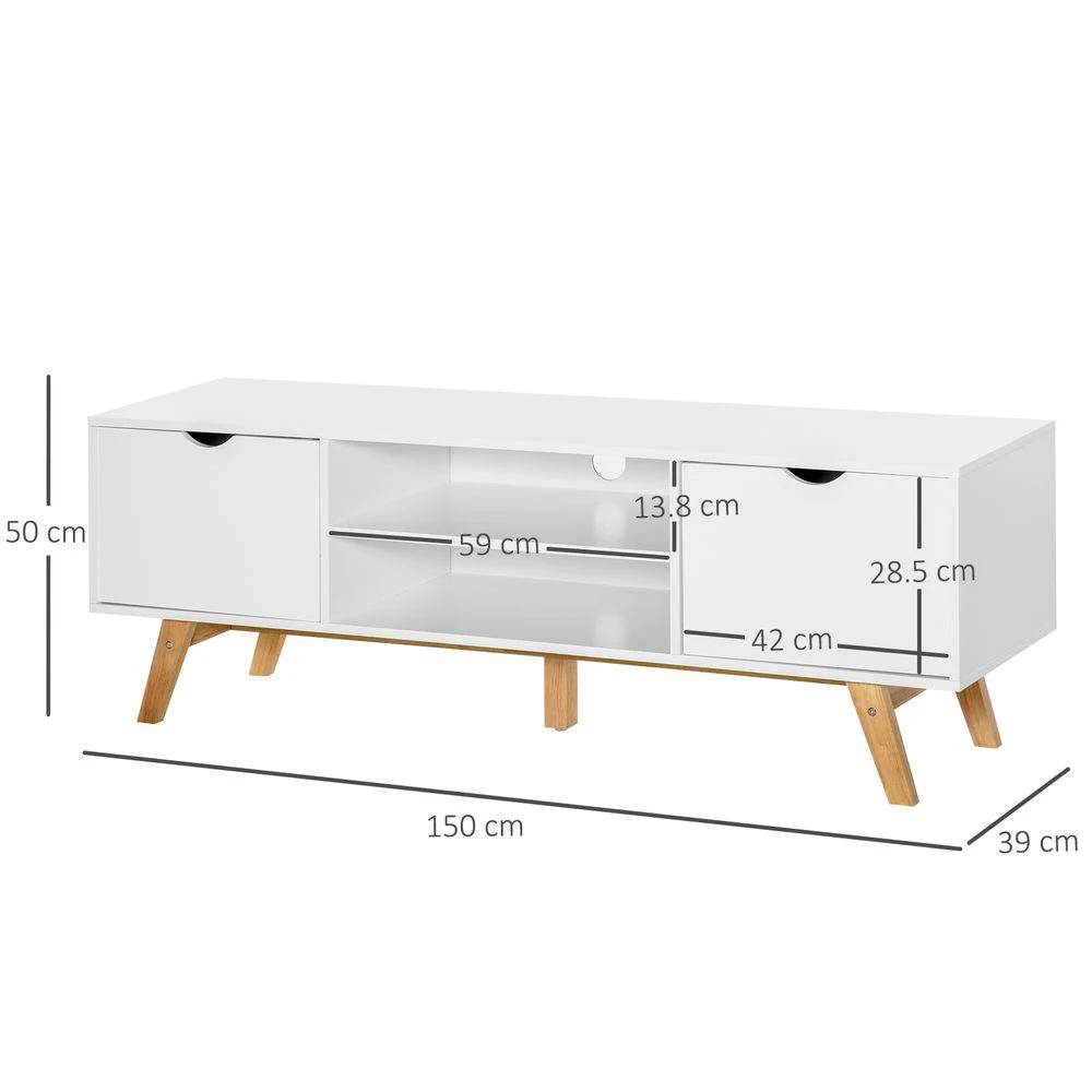 HOMCOM Particle Board 4-Compartment Media Unit White - Uncategorized TV Unit