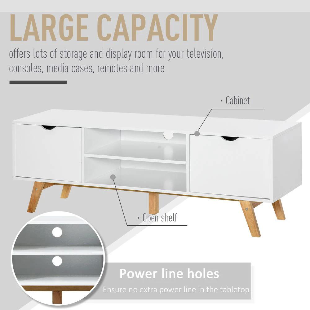 HOMCOM Particle Board 4-Compartment Media Unit White - Uncategorized TV Unit
