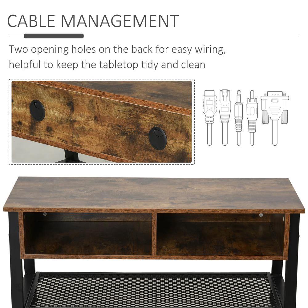 Rubber Wood 3-Tier TV Media Unit Black/Brown by HOMCOM