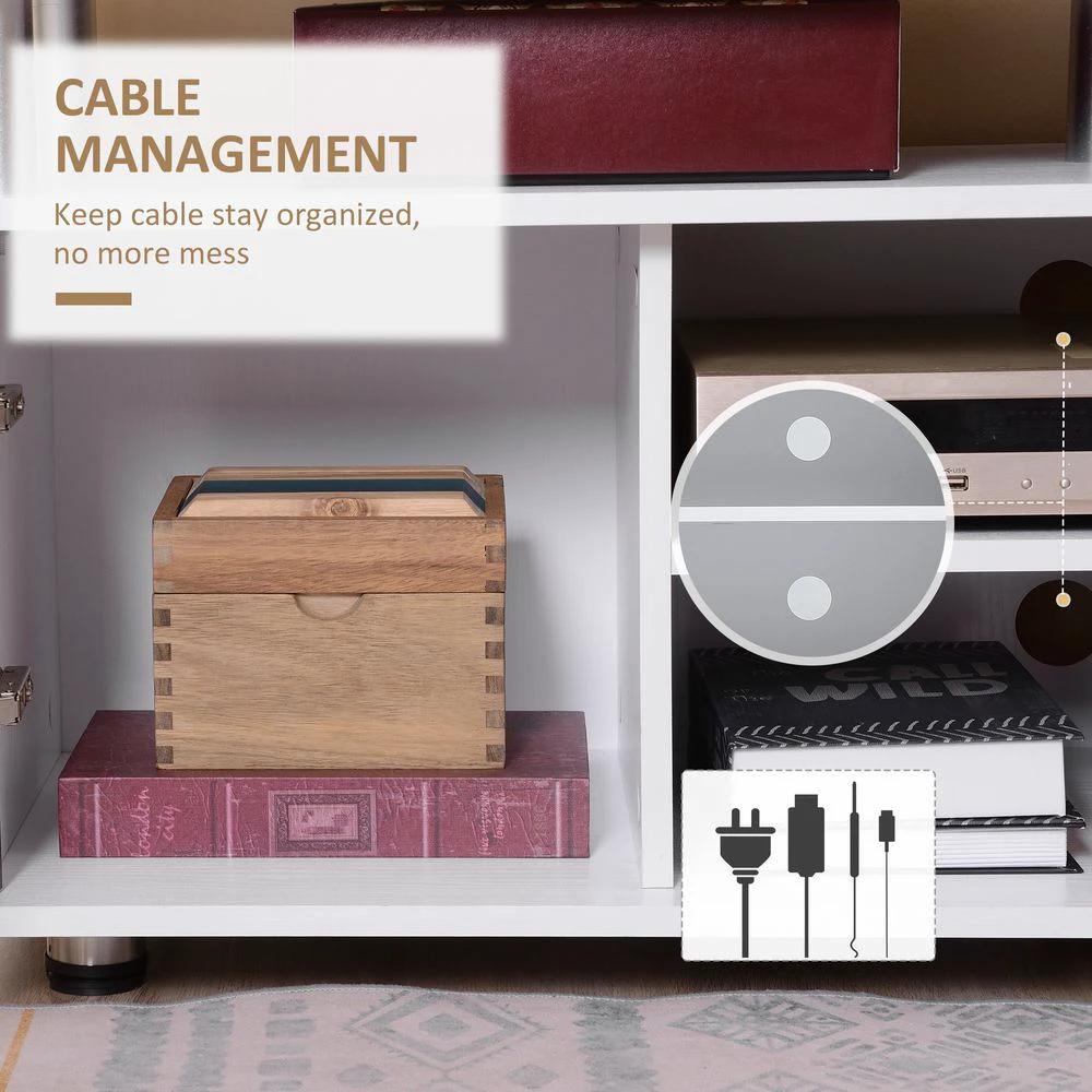 TV Cabinet Stand Entertainment Center Media Console Storage Grey, White by HOMCOM
