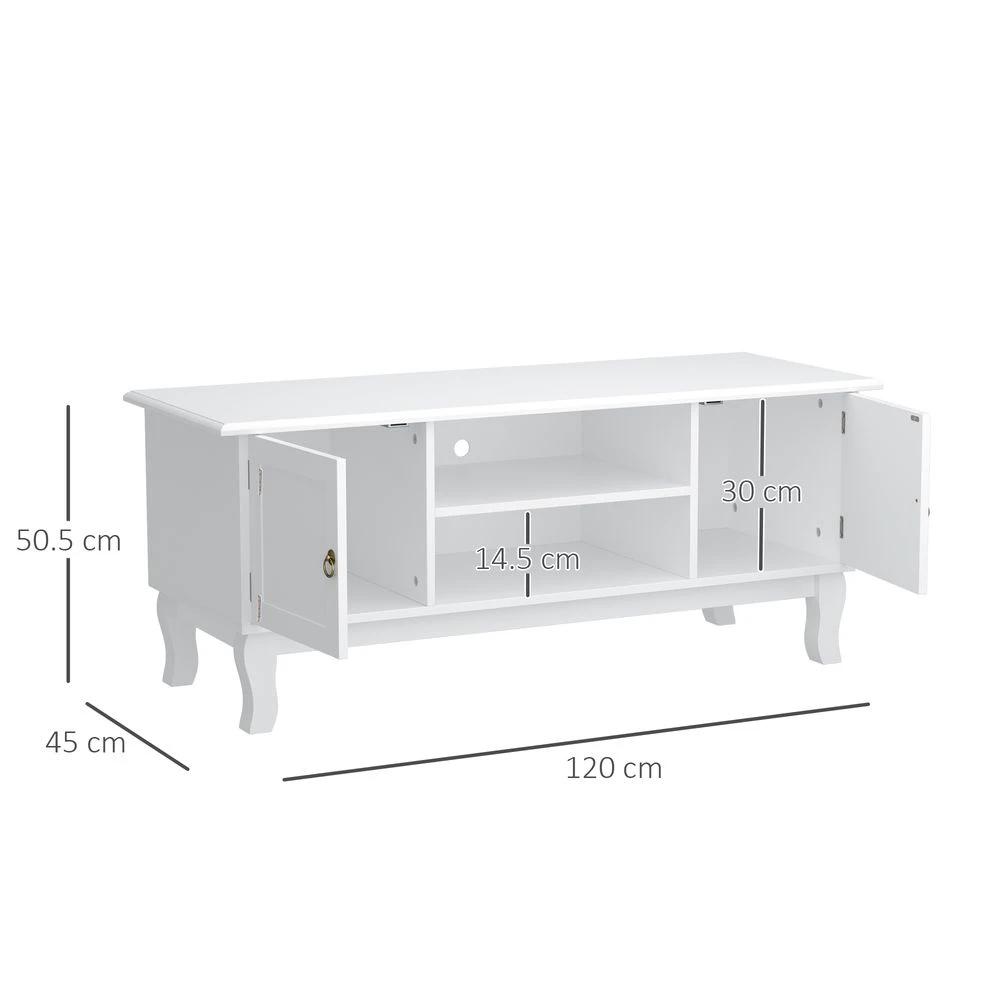TV Stand Unit Corner Table, MDF-Ivory White by HOMCOM