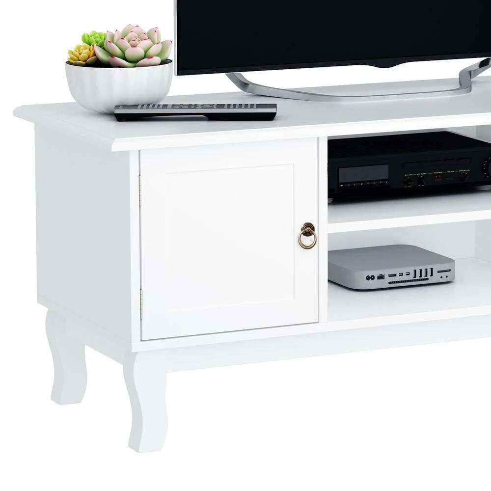 TV Stand Unit Corner Table, MDF-Ivory White by HOMCOM