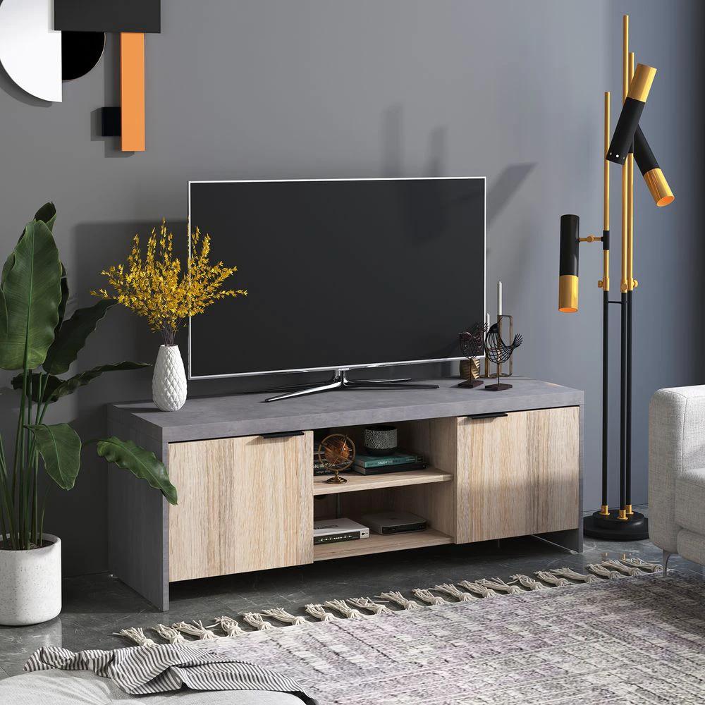 Wooden TV Stand Cabinet Home Media Center DVD CD Storage Unit Grey by HOMCOM