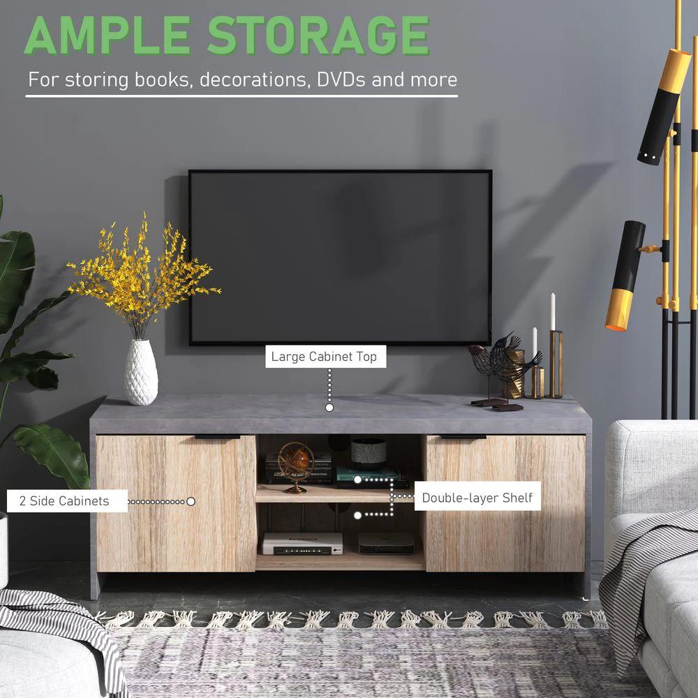Wooden TV Stand Cabinet Home Media Center DVD CD Storage Unit Grey by HOMCOM