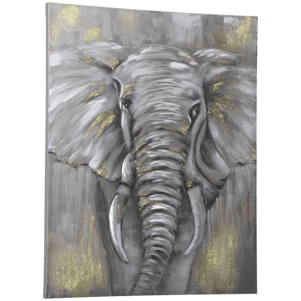 Hand-Painted Canvas Wall Art Elephant for Living Room Bedroom, 100x80cm by HOMCOM