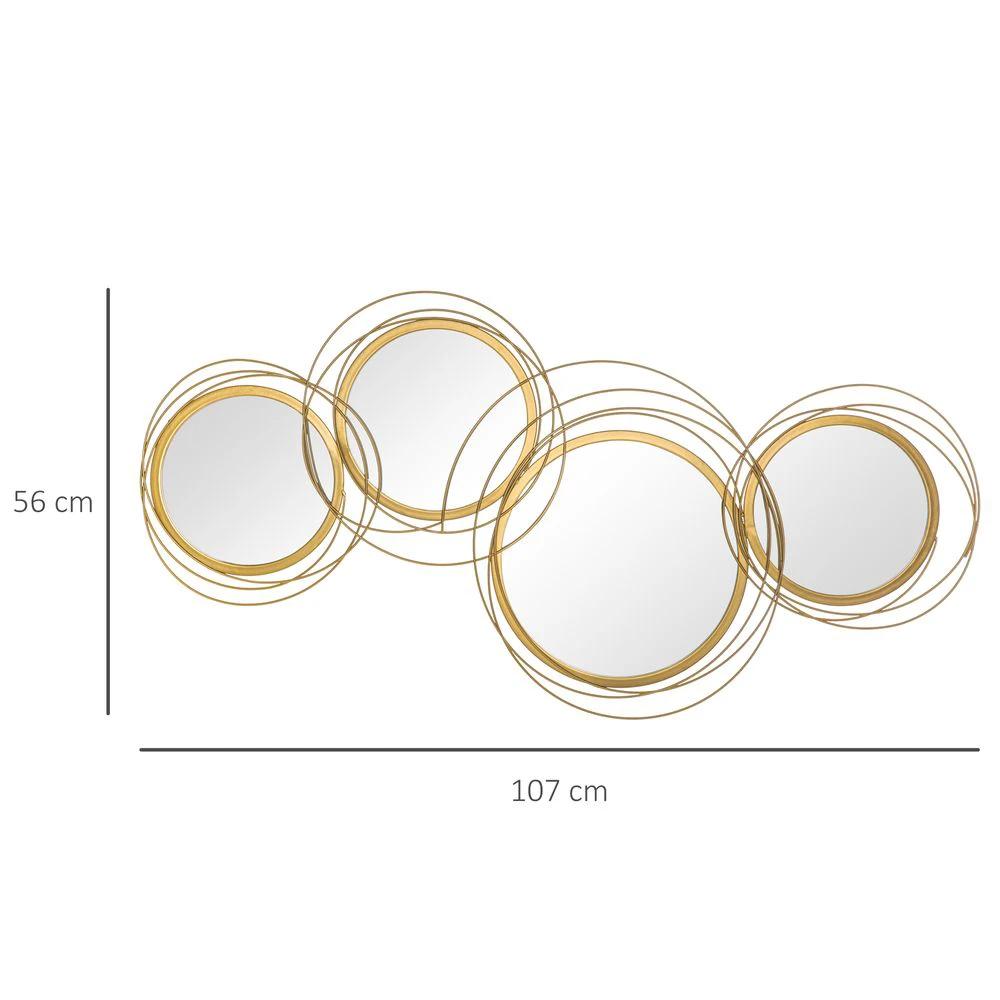 Metal Wall Art Decorative Mirror Decor Modern Wall Sculpture, Gold by HOMCOM