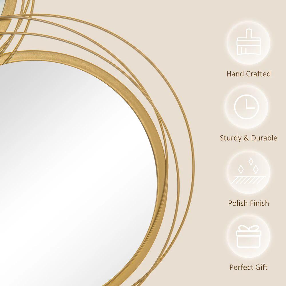 HOMCOM Metal Wall Art Decorative Mirror Decor Modern Wall Sculpture, Gold - Uncategorized Wall Art