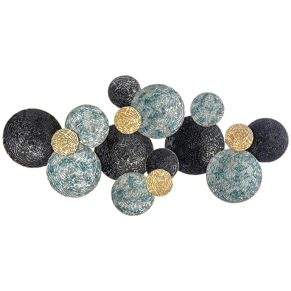 HOMCOM Minimalist Metal Wall Art Circle Home Hanging Wall Sculpture, Blue - Uncategorized Wall Art