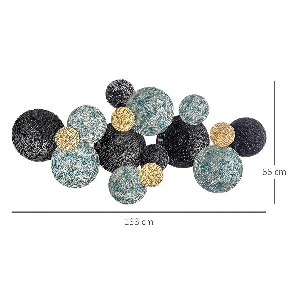 HOMCOM Minimalist Metal Wall Art Circle Home Hanging Wall Sculpture, Blue - Uncategorized Wall Art