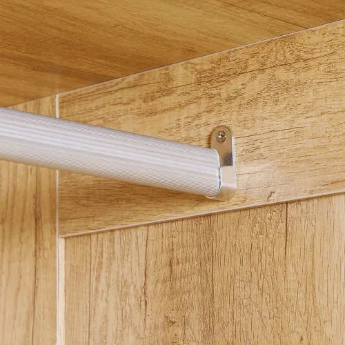 HOMCOM 2 Door Wardrobe, Modern Wardrobe w/ 2 Drawer, Hanging Rail for Bedroom Natural - Wardrobe
