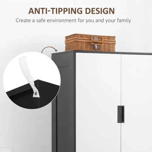 2 Door Wardrobe Modern Wardrobe with 3 Drawer and Hanging Rod for Bedroom White by HOMCOM