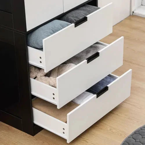 2 Door Wardrobe Modern Wardrobe with 3 Drawer and Hanging Rod for Bedroom White by HOMCOM