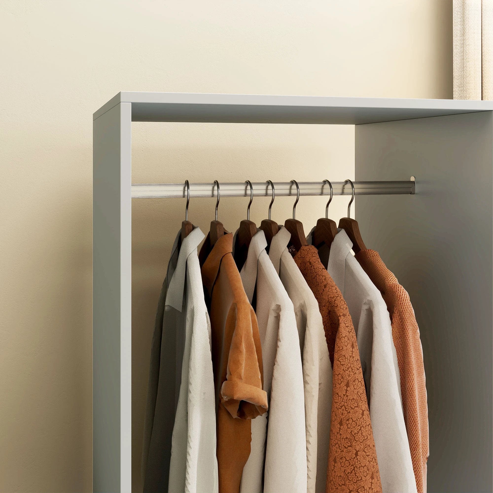 HOMCOM Open Wardrobe Clothes Rail Bedroom Clothes Storage Rod Shelves Grey by HOMCOM