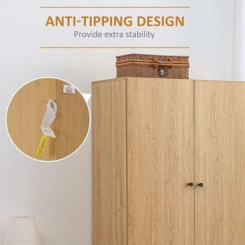 Modern Wardrobe with 2 Drawers, Hanging Rail, Clothes Organizer for Bedroom by HOMCOM