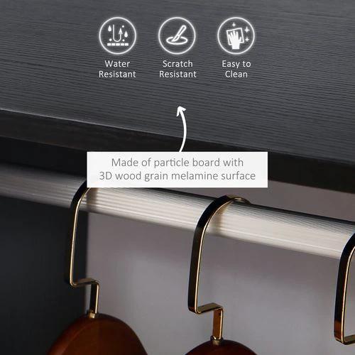 HOMCOM Open Wardrobe Clothes Rail Bedroom Clothes Storage Rod Shelves Black - Wardrobe