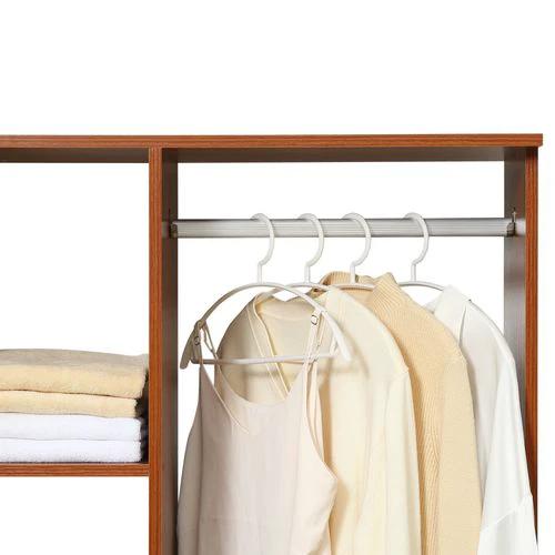 Open Wardrobe W/ Clothes Hanging Rail-Walnut by HOMCOM