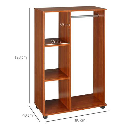 Open Wardrobe W/ Clothes Hanging Rail-Walnut by HOMCOM