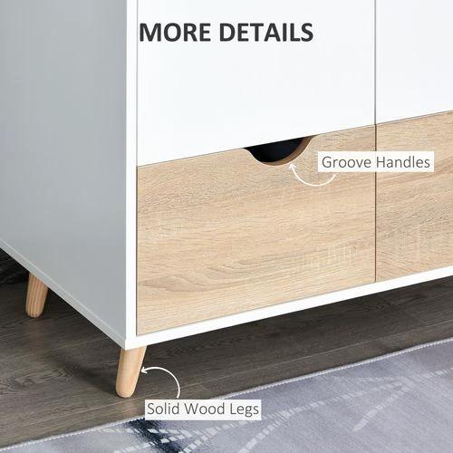 HOMCOM Particle Board 2-Drawer Wardrobe White/Oak - Uncategorized Wardrobe