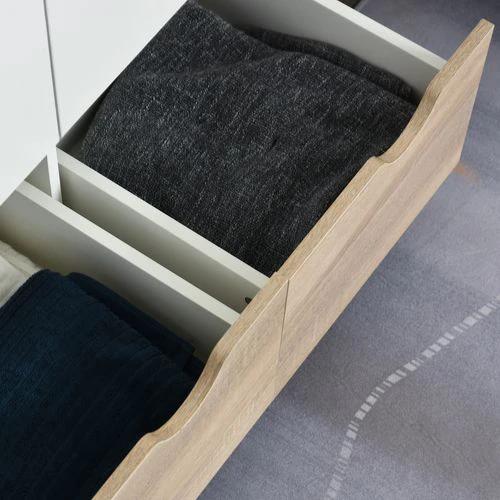 HOMCOM Particle Board 2-Drawer Wardrobe White/Oak - Uncategorized Wardrobe