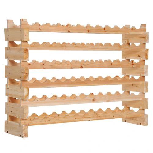 HOMCOM Wooden 72 Bottle 6 Tier Shelf Storage Holder Standing Wood Cellar Wine Rack - Wine Rack