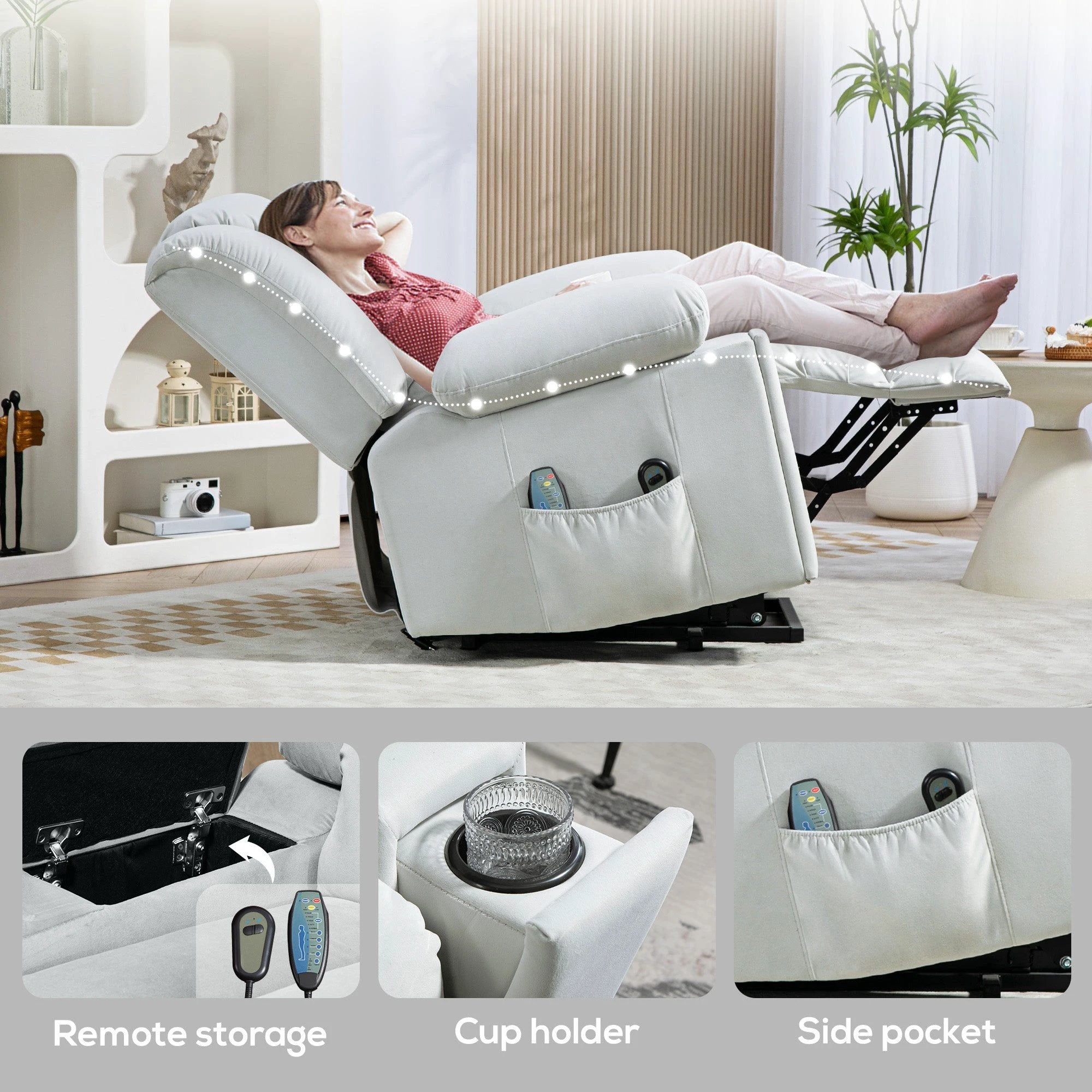 HOMCOM Power Lift Recliner Chair with Vibration Massage, USB by HOMCOM