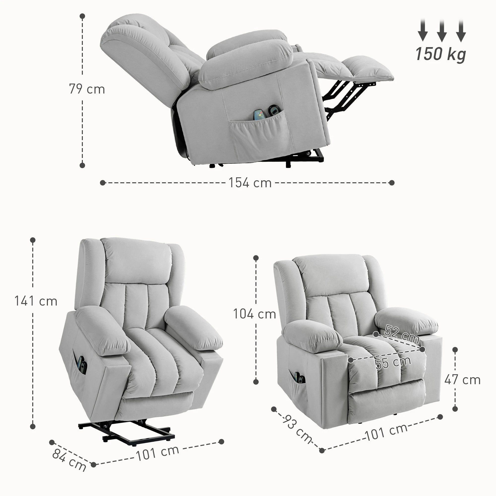 HOMCOM Power Lift Recliner Chair with Vibration Massage, USB - Recliner