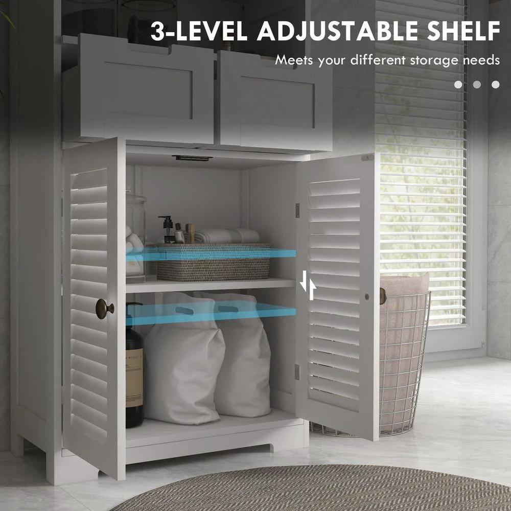 kleankin kleankin Bathroom Storage Cabinet, Small Bathroom Cabinet with Louvred Doors - Nightstands Bedside Table