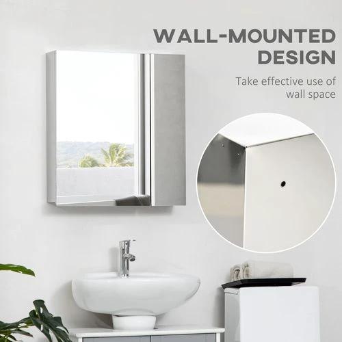 kleankin kleankin Medicine Cabinet with Mirror, Wall-Mounted Bathroom Mirror Cabinet -