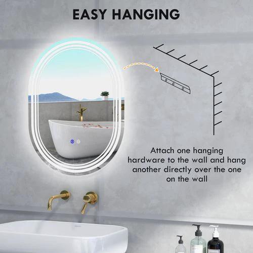 kleankin kleankin Bathroom Mirror with LED Lights, 3 Colours, Anti-fog, 70 x 50cm - Uncategorized Mirror