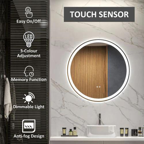 kleankin Dimmable Bathroom Mirror with LED Lights, 3 Colours, Defogging Film by kleankin