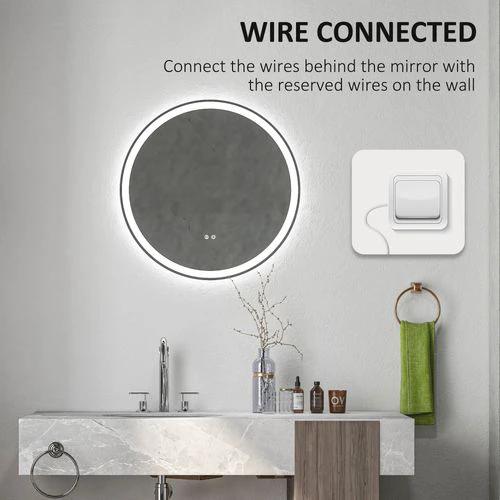 kleankin Dimmable Bathroom Mirror with LED Lights, 3 Colours, Defogging Film by kleankin