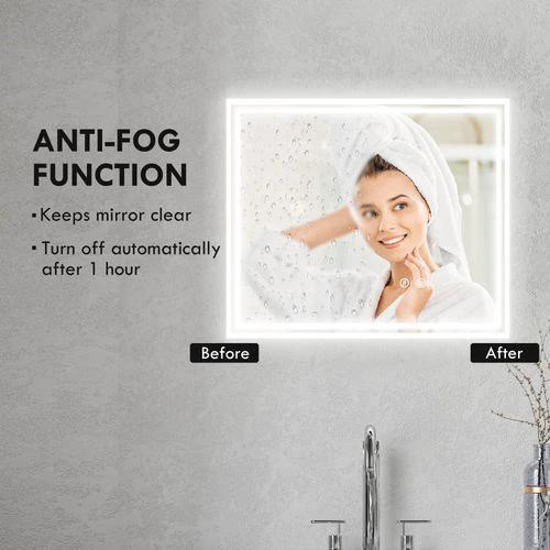 kleankin kleankin Dimmable Bathroom Mirror with LED Lights, 3 Colours, Defogging Film - Mirror