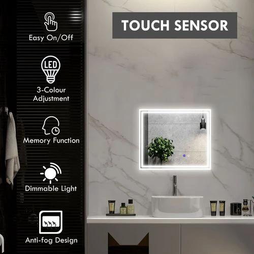 kleankin kleankin Dimmable Bathroom Mirror with LED Lights, 3 Colours, Defogging Film - Mirror