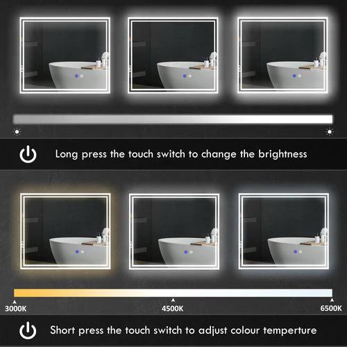 kleankin kleankin Dimmable Bathroom Mirror with LED Lights, 3 Colours, Defogging Film - Mirror