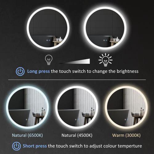 kleankin Illuminated Bathroom Mirror with LED Lights, 3 Colours, Defogging Film by kleankin