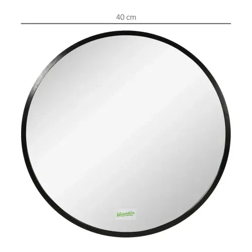 Modern Wall-mounted Vanity Mirror for Bedroom Bathroom Washroom, Black, 40x40cm by kleankin
