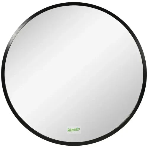 kleankin Modern Wall-mounted Vanity Mirror for Bedroom Bathroom Washroom, Black, 40x40cm - Mirror