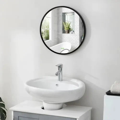 Modern Wall-mounted Vanity Mirror for Bedroom Bathroom Washroom, Black, 40x40cm by kleankin