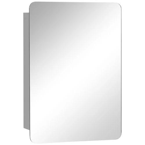kleankin On-Wall Mounted Bathroom Storage Cabinet w/Sliding Mirror Door Steel Frame - Mirror